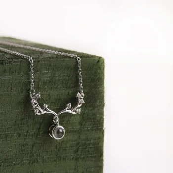 Silver antler necklace with cubic stones, a beautiful memory keepsake