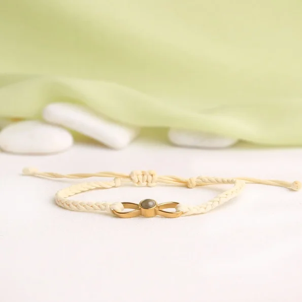 Beige infinity photo bracelet – unique keepsake, ideal for personalized gifts