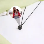 custom silver circle projection necklace