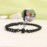 silver cuban photo projection bracelet men