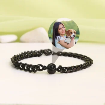 Black Cuban photo bracelet – stylish and personalized accessory, perfect for both men and women, ideal for pet loss memorials or heartfelt gifts