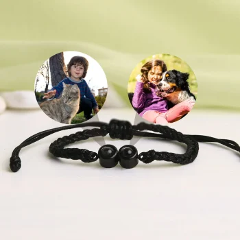 Black double pendant rope bracelet for men