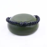black double pendant frosted stone projection bracelet for couple