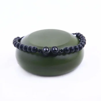 Black frosted stone projection bracelet with double pendants – featured personalized jewelry for capturing special memories