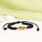 black double pendant frosted stone projection bracelet for couple