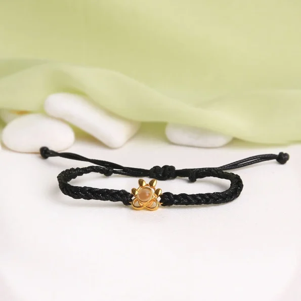 Stylish black pet paw photo bracelet for a sleek and modern look