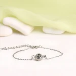 silver slim chain picture bracelet unisex