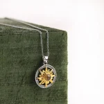 classic sunflower necklace closeup detail
