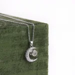 custom silver moon photo necklace