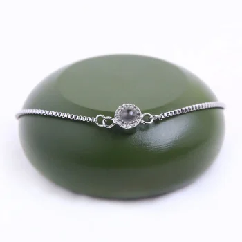 Silver petite halo bracelet with white zircon stones – personalized photo keepsake, perfect for capturing cherished memories