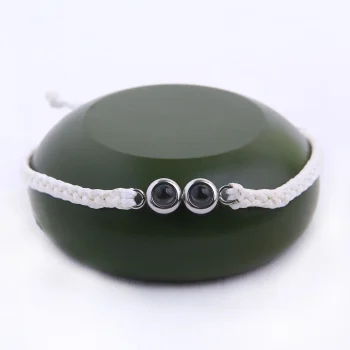 Photo keepsake white rope bracelet