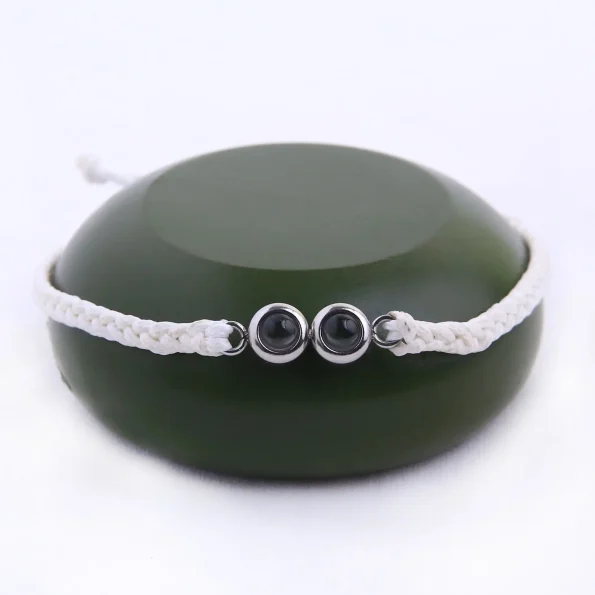 Photo keepsake white rope bracelet