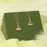 fan shaped photo necklace silver keepsake