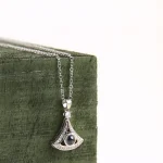 fan shaped photo necklace silver keepsake