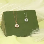flower charm necklace silver classic style