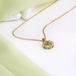 silver photo flower necklace delicate heart charms