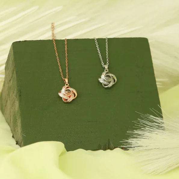 Beautiful collection of four-leaf necklaces in silver and rose gold finishes