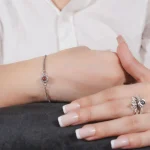 custom silver petite halo photo bracelet