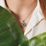 silver photo flower necklace delicate heart charms