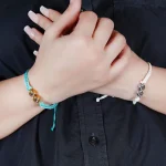 custom white circle duo inside pictures bracelet