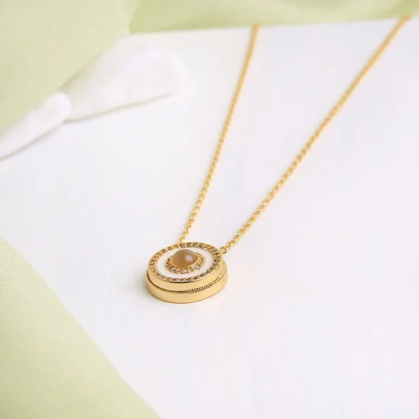 Gold halo charm necklace, a modern accessory for everyday elegance