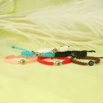 turquoise braided rope photo bracelet for her