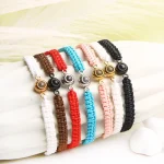 turquoise braided rope photo bracelet for her