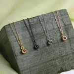custom silver circle projection necklace