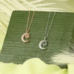custom silver moon photo necklace