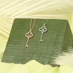 key necklace silver photo locket pendant
