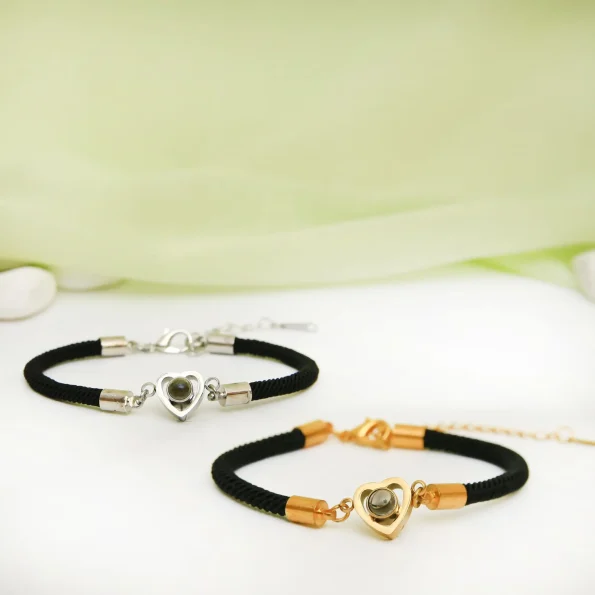 Group collection of heart bracelets in gold and silver finishes