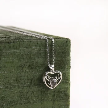 Silver heart deer necklace with photo charm, a meaningful keepsake