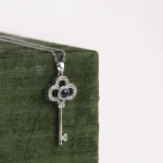 key necklace silver photo locket pendant
