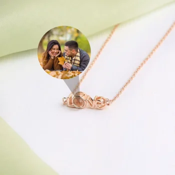 Rose gold love letter photo locket necklace for a special keepsake