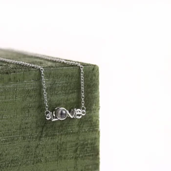 Classic silver love photo locket necklace with a personal message