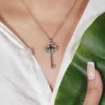 key necklace silver photo locket pendant