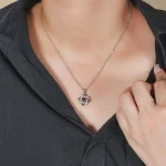silver four leaf charm necklace photo keepsake