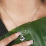 flower charm necklace silver classic style