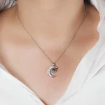 custom silver moon photo necklace