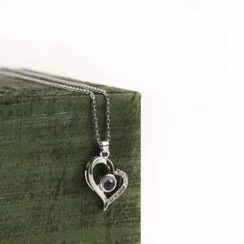 silver icy heart photo necklace – custom photo charm for keeping special moments close
