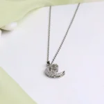 custom silver moon photo necklace