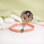 turquoise braided rope photo bracelet for her