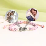 black double pendant frosted stone projection bracelet for couple