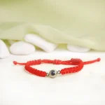turquoise braided rope photo bracelet for her