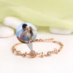 custom silver four leaf clover photo bracelet