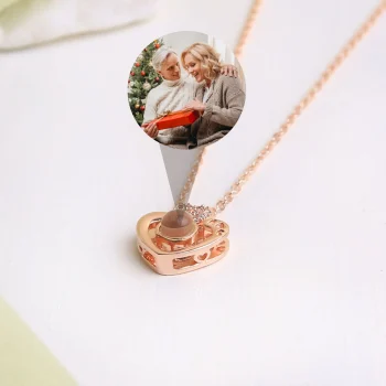 Rose gold double love pendant, a personalized keepsake with photo inside