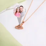 fan shaped photo necklace silver keepsake