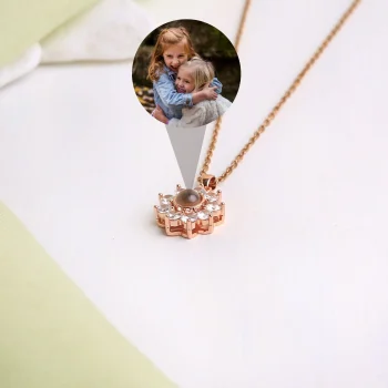 Rose gold flower charm pendant, adding a romantic, modern vibe
