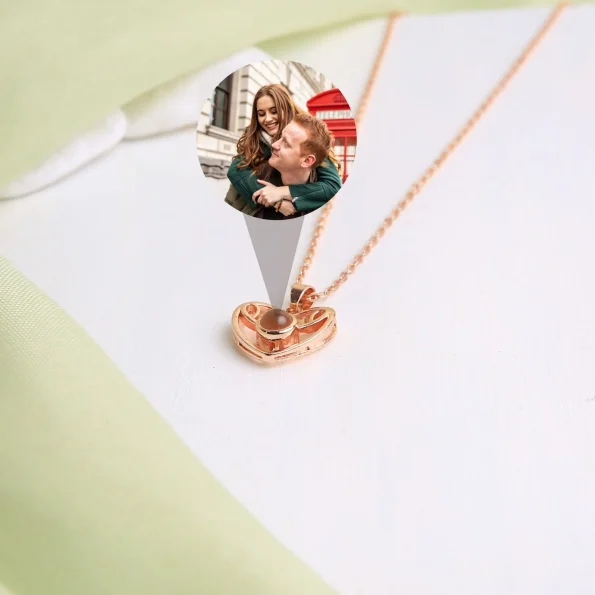 Rose gold heart deer locket, a stylish pendant with a personal photo touch