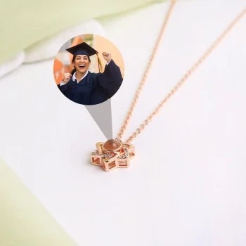 Rose gold lucky star necklace with custom pendant